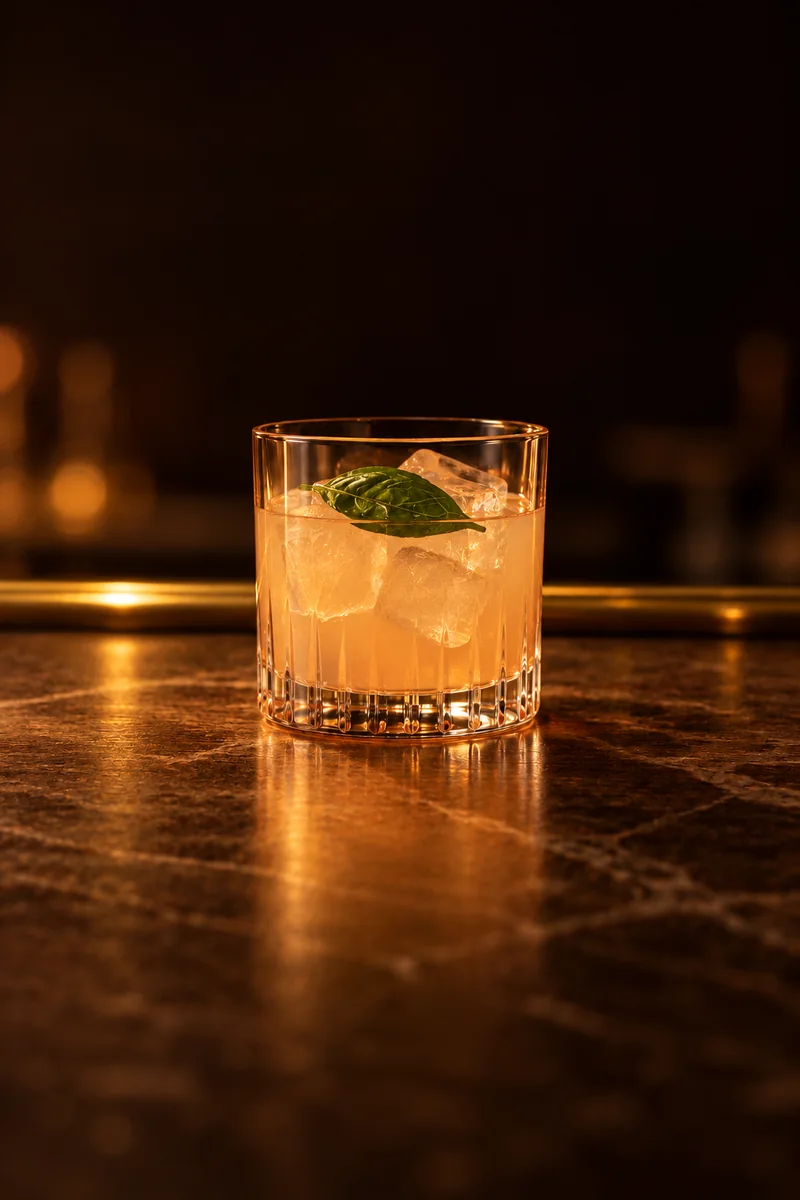 Illustration of Arak and Grapefruit: pale pinkish yellow grapefruit color, in a chilled cocktail glass.