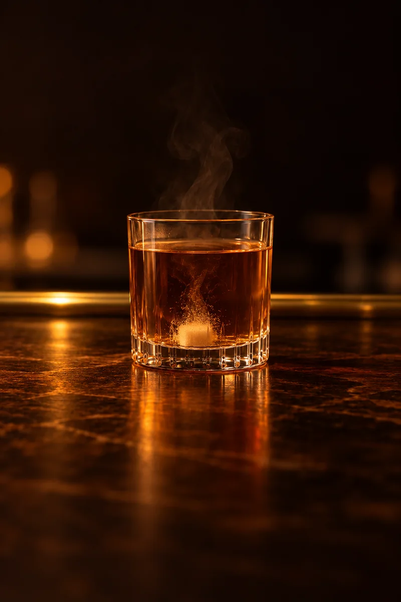 Illustration of Kafi Luz: hot thin see-through pale brown coffee, light enough to see through the glass, in a clear straight-sided small tumbler-style glass.