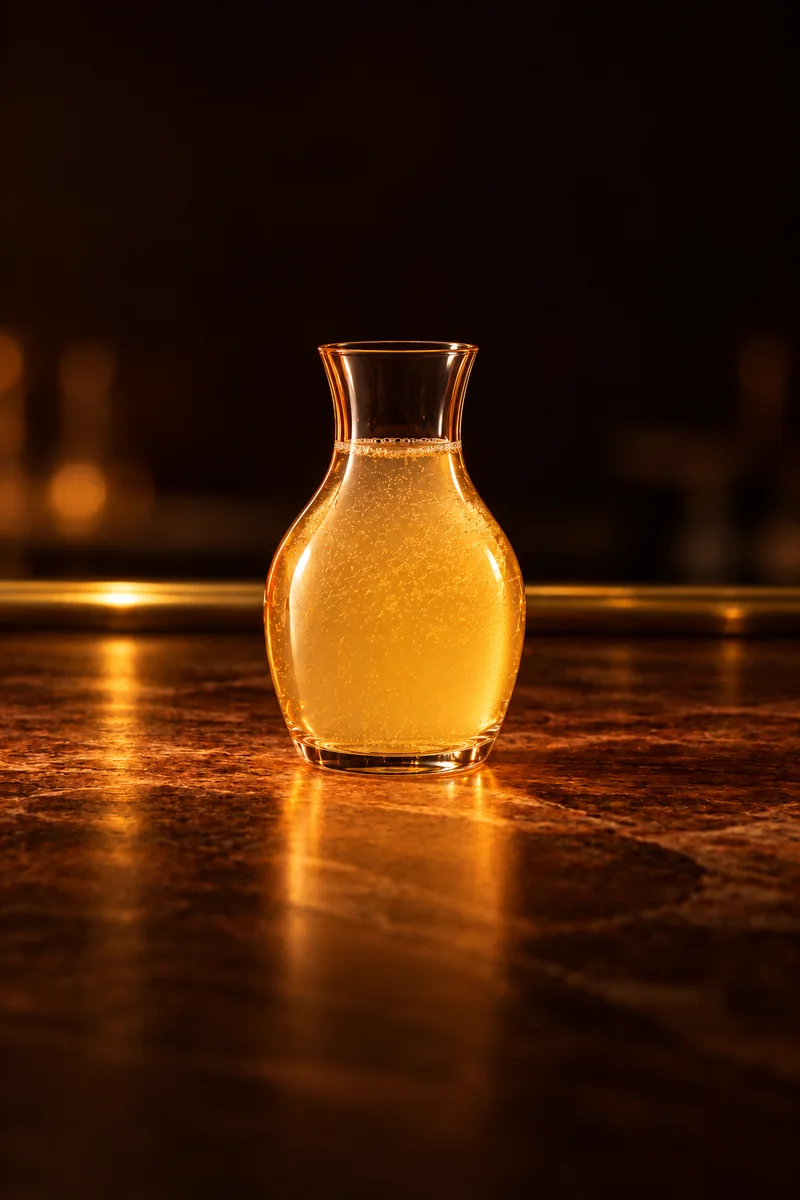 Illustration of Tej: cloudy yellowish and sweet, often effervescent, in a berele, a vase-shaped flask.